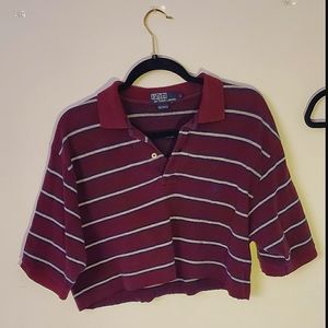 Maroon Custom Cropped Raw Edge Ralph Lauren Polo